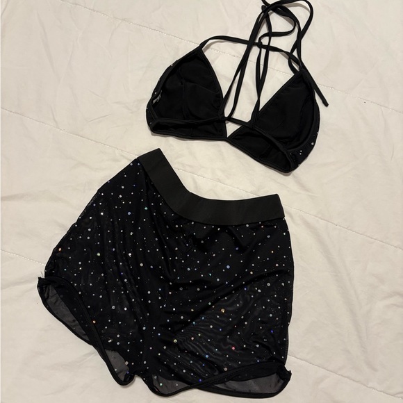 Black Rhinestone Mesh Two-Piece Bikini Set - Picture 6 of 6